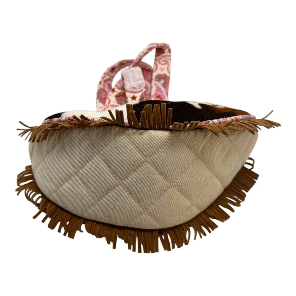 Douglas Sassy Pet Saks Cow Print Fringe Pink Cowboy Boot Plush Carrier Bag